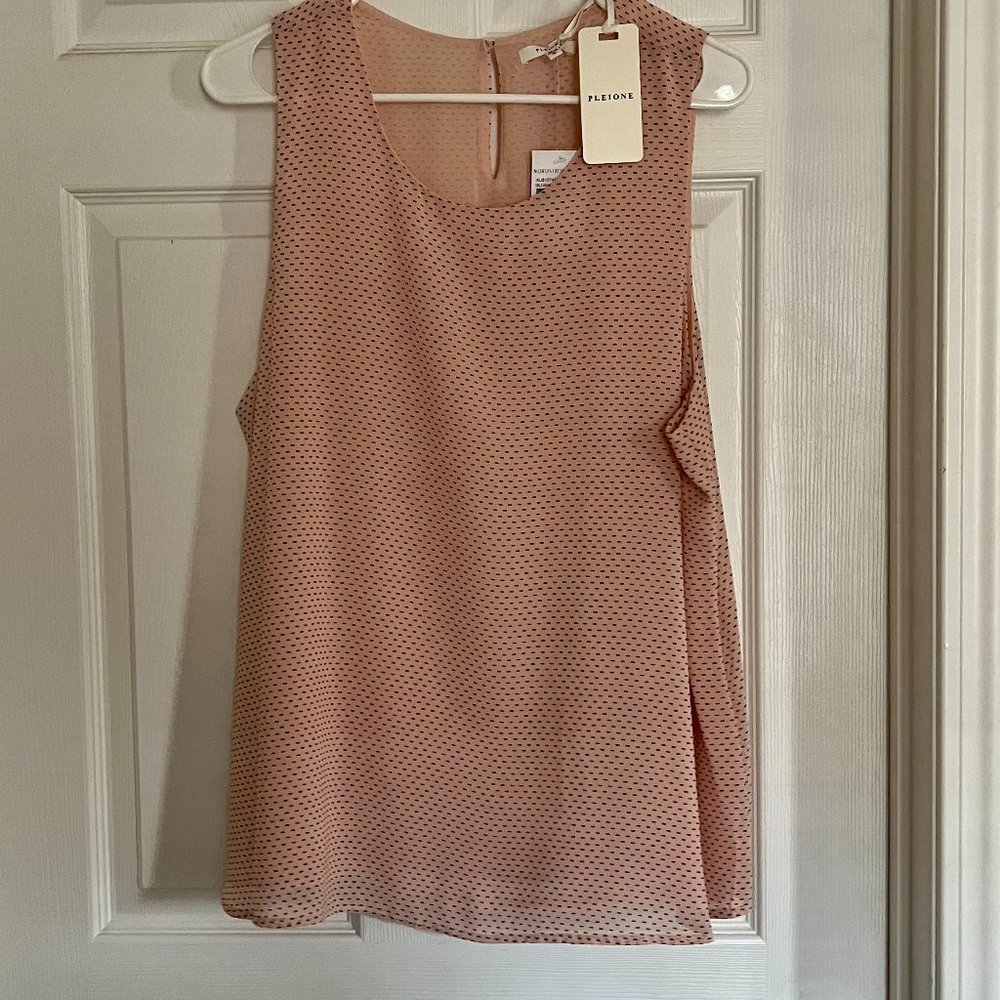NWT: Blush Black Dot Sleeveless Top. XL